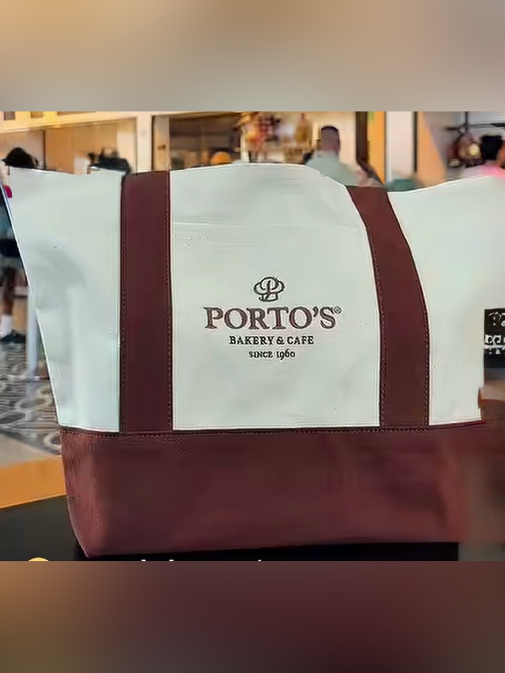 Porto's Two-Tone Cream and Brown Canvas Mini Tote Bag